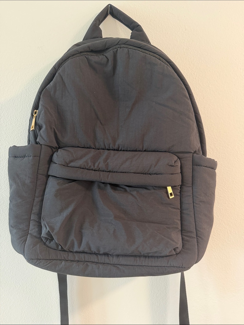 a new day Black Padded Quilted Backpack with Front Pocket - Picture 1 of 5